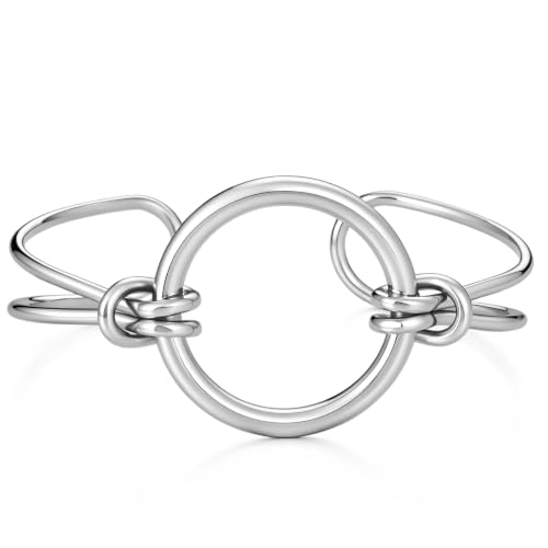 hotoo Gold Plated Bangle Bracelet for Women - style: Round Buckle Knot