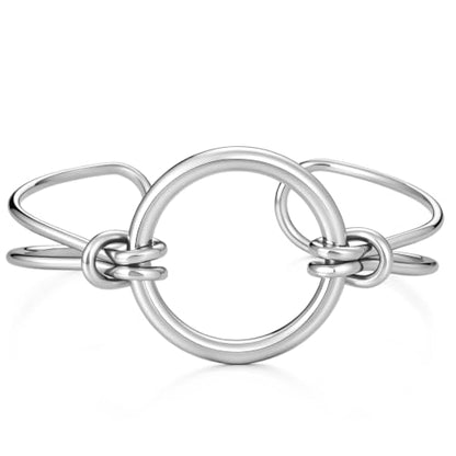 hotoo Gold Plated Bangle Bracelet for Women - style: Round Buckle Knot