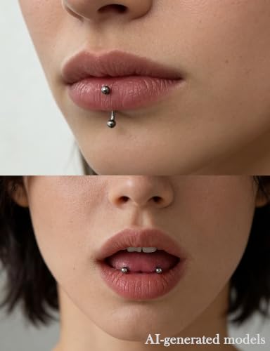 18G-00G Eyebrow Rings Internally Threaded Snake Eyes Piercing Jewelry Tongue Surgical Steel Curved Barbell Vertical Lip Labret Rook Daith Earrings Piercing Jewelry for Women Men 6mm-19mm - color: silver, size: 16G(1.2mm)-6mm barbells-3mm Balls