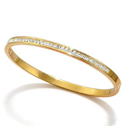 Bangle Bracelet Set for Women Stackable No Tarnish 18K Gold Plated Stainless Steel Dainty Gold Bangle Bracelets - color: Style 4