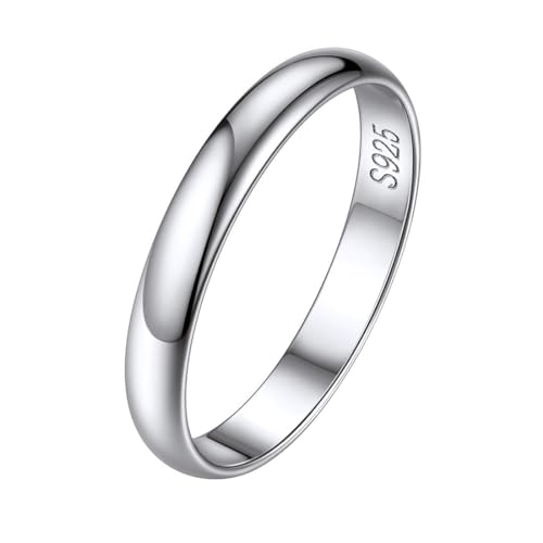 ChicSilver 2/3/5mm 925 Sterling Silver Ring Customizable Plain Dome High Polished Wedding Band Comfort Fit Size 4-12 - color: 3MM Silver