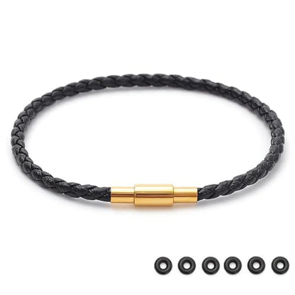 SEEDRILL Red Bracelets for Women Adjustable Charm Bracelet Braided Leather & 316L Stainless Steel with 18k Gold Plated Lucky Bracelets for Women, Red Pink Black String Bracelet Gifts for Women - color: Black