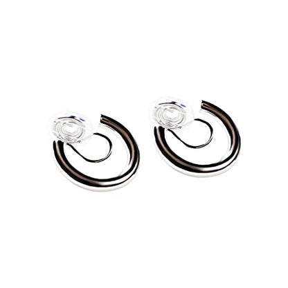 Clip On Hoop Earrings for Women Not Pierced Gold Silver Large Chnky Square Twisted Comfortable Coil Hoop Clip On Earrings - color: 20mm Hoop Silver