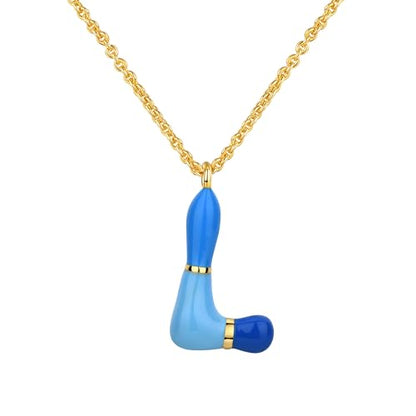 Kainier Bubble Letter Initial Necklace for Women, Colorful Balloon Alphabet Name Pendant Dainty Cute 14K Gold Plated Necklaces Jewelry Gifts… - color: Colourful, style: L