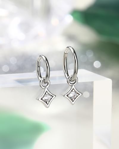 COCHARM Clicker Rook Earring-Star 16G Moon & Square Helix Rarrings,316L Stainless Steel Helix Daith piercing Jewelry 6/8MM - color: Square-8MM