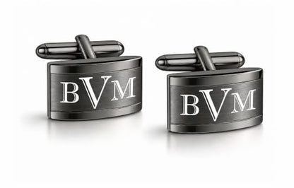 Gunmetal Cufflinks Custom Engraved Free - Personalized Men's Accessory - Father's Day - Groomsmen Wedding Gift | Free Engraving - Ships From USA
