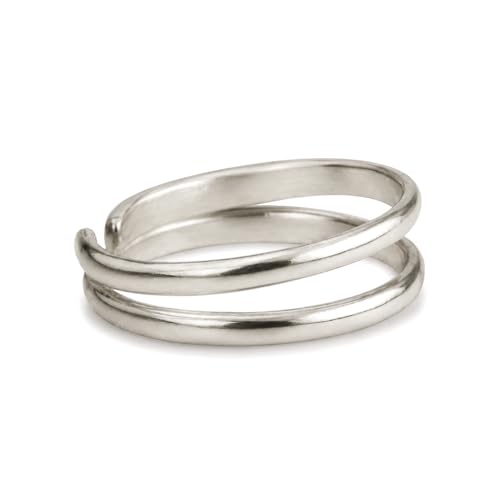 Sterling Silver Toe Ring, Adjustable Open Band, Handmade | Fits Toe, Knuckle or Pinky Ring | One Size Fits Most | Comfortable to Wear | Minimalist Style | Water Resistant - style: Double Band 2