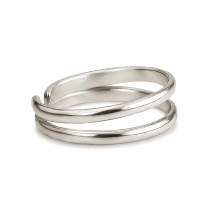Sterling Silver Toe Ring, Adjustable Open Band, Handmade | Fits Toe, Knuckle or Pinky Ring | One Size Fits Most | Comfortable to Wear | Minimalist Style | Water Resistant - style: Double Band 2