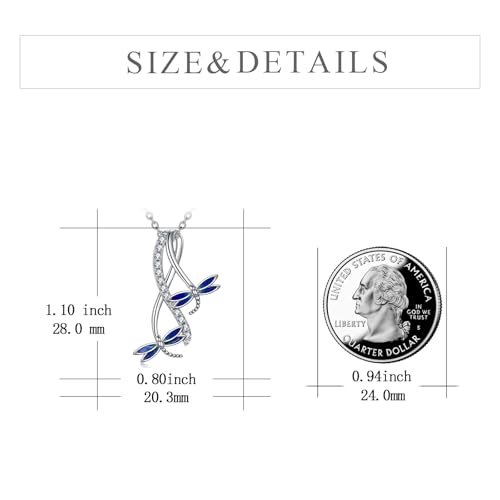 POPLYKE Cross Necklace for Women 925 Sterling Silver Cross Pendant Necklace Animal Jewelry Christmas Gifts for Women Mother Grandma - style: Dragonfly-1