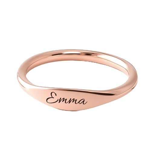 Custom Ring for Women 925 Sterling Silver Name Rings Personalized Initial Ring Engraved Stackable Letter Ring Christmas Birthday Gifts For Mom Grandma Sisters Girlfriend - color: Style 2-Rose Gold