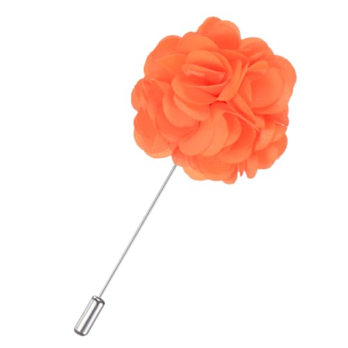 M METERXITY Flower Lapel Pins for Men, Boutonnieres Pin Camellia Flower Groom Boutonnieres for Wedding/Graduation - color: Orange Red
