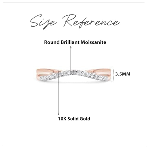 Twisted Contour Enhancer Wedding Band Ring for Women,0.10 CT | Metal: 10K Gold; 14K Gold; Sterling Silver|Stone: Natural Diamond Accent; Moissanite - color: 10K Rose Gold, size: 5