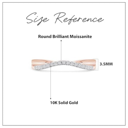 Twisted Contour Enhancer Wedding Band Ring for Women,0.10 CT | Metal: 10K Gold; 14K Gold; Sterling Silver|Stone: Natural Diamond Accent; Moissanite - color: 10K Rose Gold, size: 5
