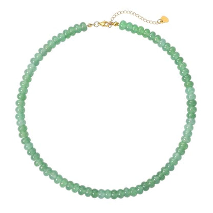 Beaded Necklace for Women,Natural Gemstone Necklace for Women,Colorful Bead Choker Necklace Handmade Surfer Beach Necklace Trendy Jewelry Gift for Women - style: Green Aventurine