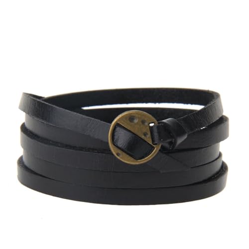 JAOYU Punk Leather Cuff Bracelet Goth Leather Wristband Rock Bracelet Biker Bracelet for Men Leather Armband Black Handmade Jewelry - color: Punk Wrap Bracelet