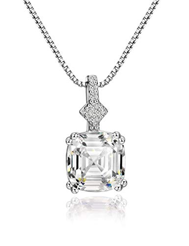 Michooyel S925 2ct Cubic Zirconia/Morganite Asscher Cut Pendant Necklace Sterling Silver Gemstone Necklace for Women - color: Cubic Zirconia
