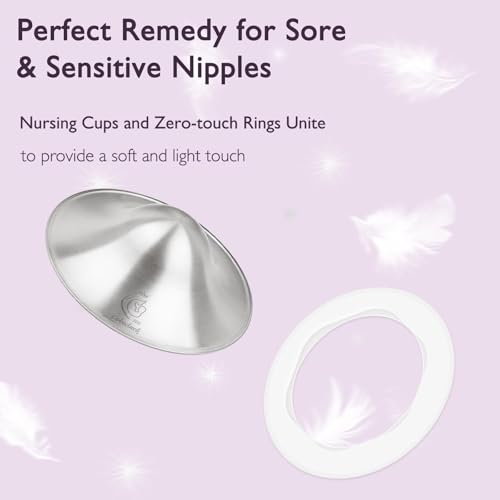 Boboduck 925 Silver Nipple Covers Breastfeeding - The Original Silver Nursing Cups - Protect and Soothe Sore Nipples - Silver Nipple Shield Guards with Soft Silicone Ring - size: Regular