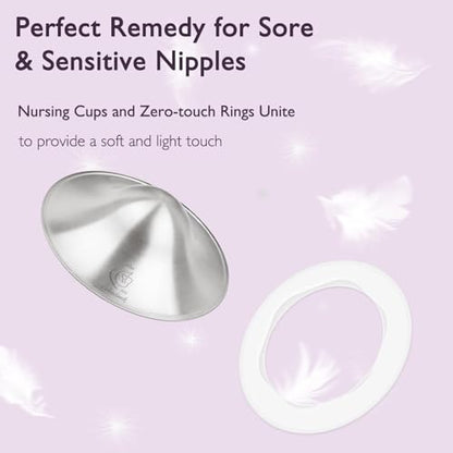 Boboduck 925 Silver Nipple Covers Breastfeeding - The Original Silver Nursing Cups - Protect and Soothe Sore Nipples - Silver Nipple Shield Guards with Soft Silicone Ring - size: Regular