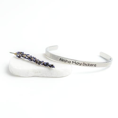 Custom Cuff Bracelets - Double Side Engraved - Personalized Gifts for Women - color: Silver