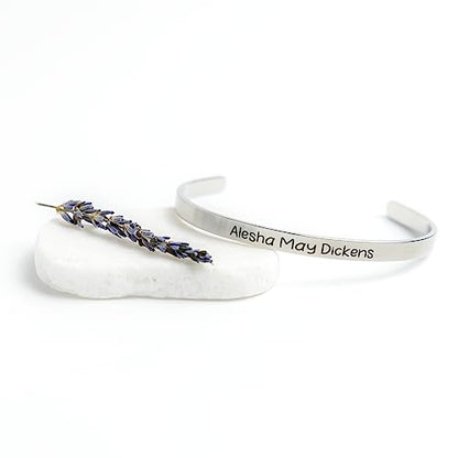 Custom Cuff Bracelets - Double Side Engraved - Personalized Gifts for Women - color: Silver