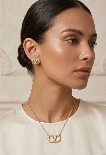 ZYRA Gold Plated Clover Four Leaf Necklace Pendant and Earrings for Women Clover Set Jewelry Gifts for Women - color: Valentino Gold