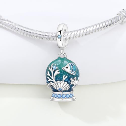 925 Sterling Silver Charms Bead for Bracelets Necklaces, Star Moon Crescent Sun Solar Pendent, Blue Ocean Starfish Shells Turtle Crab Starry Sea Cute Jewelry Birthday Gifts for Women Men - style: Underwater world charms