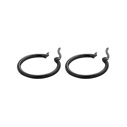 Rounded Hoops Earrings (20mm-60mm Diameter) - color: Black 20mm