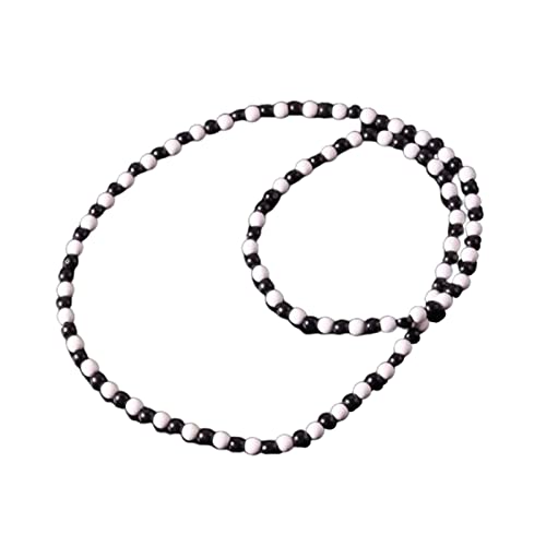 Natural Wood Bead Necklace 8MM Wooden Beaded Chunky Strand Necklaces Handmade Africa Wooden Chain for Women Men Jewelry - color: white black