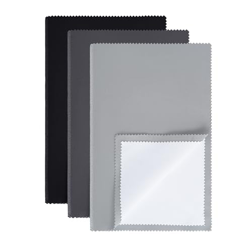 3pcs Polishing Cloth for Jewelry Cleaning Four-Layer Double-Sided Silver Cleaning Cloth for Cleaning Gold, Silver, Diamond, Gemstones, Coins, Platinum Jewelry - color: Black & Dark Gray & Light Gray