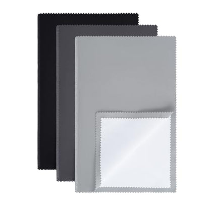 3pcs Polishing Cloth for Jewelry Cleaning Four-Layer Double-Sided Silver Cleaning Cloth for Cleaning Gold, Silver, Diamond, Gemstones, Coins, Platinum Jewelry - color: Black & Dark Gray & Light Gray