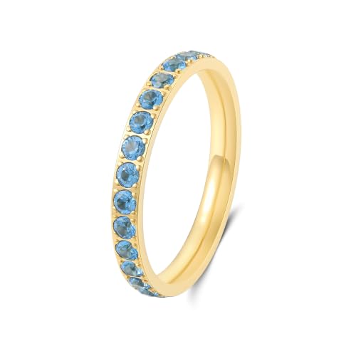 Birthstone Rings for Women 14K Gold Filled Stacking Rings for Oura Ring Gen 4/Oura Ring Gen 3, Cubic Zirconia Wedding Eternity Bands - color: 09. September