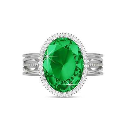 Linawe Costume Jewelry Adjustable Cocktail Ring for Women | Copper, Rhinestone, Cubic Zirconia, Oval, Fake Diamond, Crystal, Stone, Birthstone, Gemstone, Big, Chunky, Statement - color: White Green