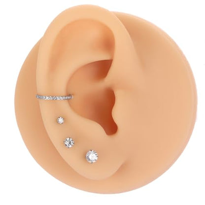 GAGABODY G23 Titanium 16G 6/8/10mm Clear CZ/Opal Internally Threaded Labret Monroe Lip Studs 6mm Helix Cartilage Tragus Earring Piercing - color: 16G-2Pcs - Length:6mm CZ:3mm