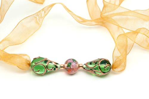 10 pcs Mix of Bohemia Lampwork Czech Glass Beads with Flowers, Hand Made Set Kit, LW 001 - color: Lampwork Mix 01
