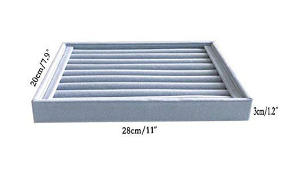 Grey Velvet Ring Organzer Holder Ring Display Tray Ideal for Small Space Drawer Closet Practical Stackable Premium Grade (Ring Tray) - size: Ring Tray