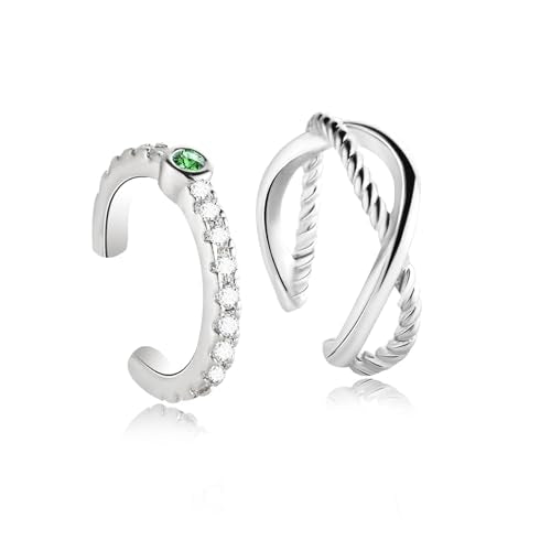 Ear Cuff for Women,Non Piercing Huggie Ear Cuff Earrings | Non Piercing Vintage Adjustable Ear Cuff Earrings Clip On Cartilage Ear Jewelry - style: CZ Set