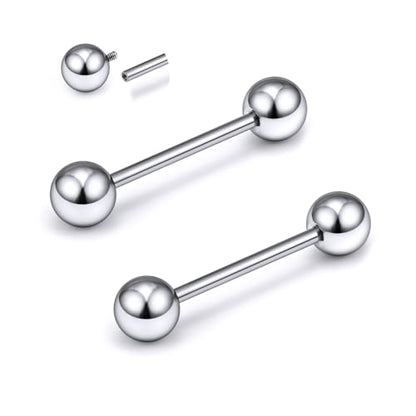 2G 4G 6G 8G 10G 12G 14G 16G Astm F136 Titanium Internally Threaded Nipple Tongue Rings Piercing Jewelry Industrial Straight Barbell Tongue Nipple Ring Bridge Piercing Jewelry For Women Men - size: 14 Gauge-14MM