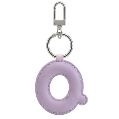 Initial Letter Keychain,Stainless Steel,Colorful Faux Leather Keyring for Backpack,Purse,Car Keys,Gift for Men Women - color: Q