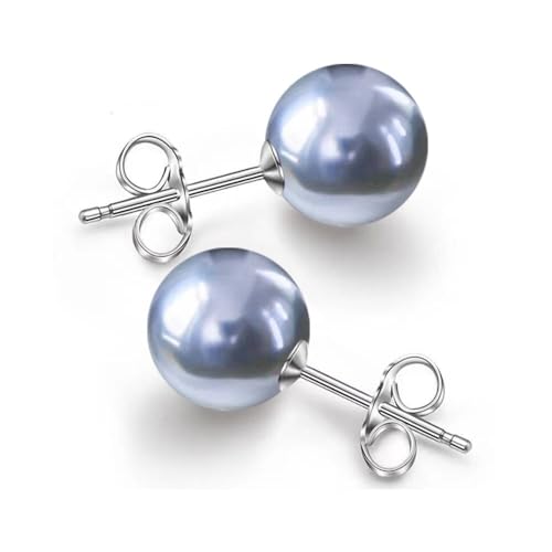 10/12mm Ocean Shell Pearl Stud Earrings Multicolor Shell Beads Pearl Stud Earrings Fashion Jewelry for Women - color: 10MM Light Grey