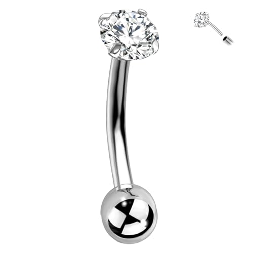 G23 Titanium Curved Barbell Ring 16G, Eyebrow Rings, Rook Cartilage Earring Piercing Jewelry, 8mm Vertical Labret, Eyebrow, Daith, Helix Piercings Body Jewelry… - style: Classic
