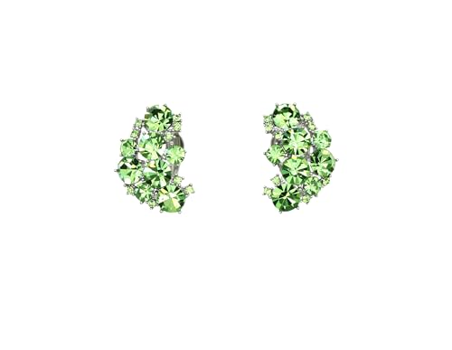 Faship Gorgeous Clip Ons Floral Earrings - color: Green / Peridot