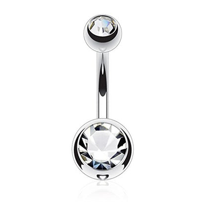 FIFTH CUE 14GA Surgical Steel & Synthetic Opal Resin Belly Button Ring, 3/8" Length, 5mm x 8mm Ball - Classic Look, Highly Rate Belly Rings for Women, Super High Quality - style: Titanium 5pcs Gold, Rose Gold, Steel, Black, Rainbow