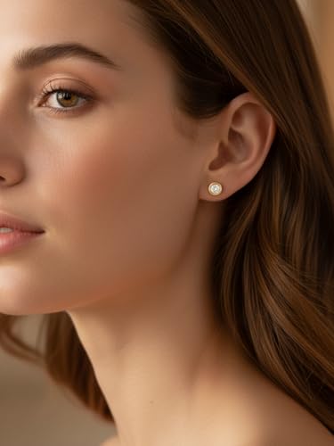 0.6-4 Carat 5A Cubic Zirconia/Simulated Emerald Sparkle Stud Earrings for Women, Hypoallergenic 925 Sterling Silver Posts, Anniversary Birthday Valentines Mothers Day Jewelry Gift - color: Yellow Gold, size: 1.00 Carat (0.50ct * 2)