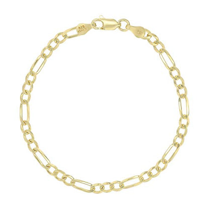 14K Gold or Rhodium Plated Silver Figaro Chain For Men | 1mm-13mm Thick | Solid 925 Figaro Italian Necklaces For Men - style: 3.50MM- Yellow