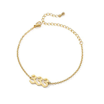 PAMTIER Angel Number Ankle Bracelet for Women Adjustable Chain | Stainless Steel, Dainty Simple Numerology Jewelry Gift - color: 5.5+2.8inch, Gold 333