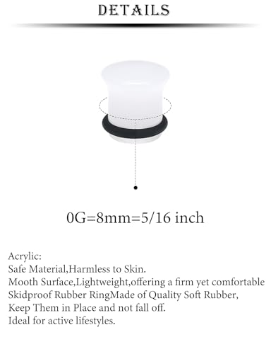 8G-12mm Acrylic Single Flare Ear Gauges Plugs and Tunnels mushroom shaped with O-Ring Gauges Expander Stretcher for Women Men Clear Black Opalite - color: 0G (8mm)