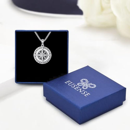 Compass Necklace for Women Men 925 Sterling Silver Pendant Urn Necklaces for Ashes Picture Locket Necklace Anchor Necklace Viking Necklace Crystals CZ Moonstone Abalone Shell Turquoise Compass Jewelry - color: Q-I-Compass Picture Locket, style: Locket