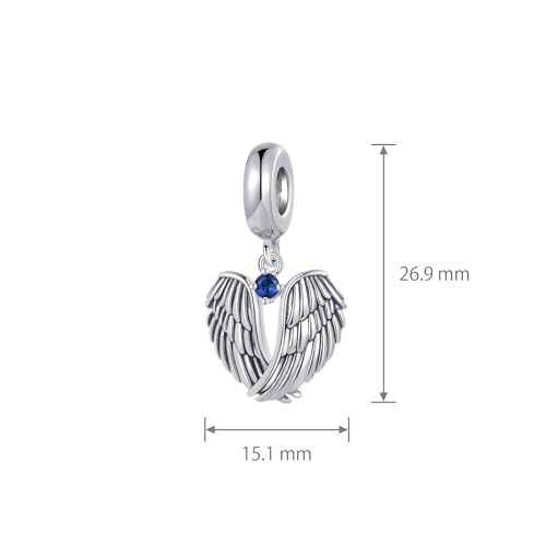 LSxAB Guardian Angle Wings Jan-Dec Birthstone Charm Compatible with Pandora Charms Bracelets for Women Charm - style: 09 Blue