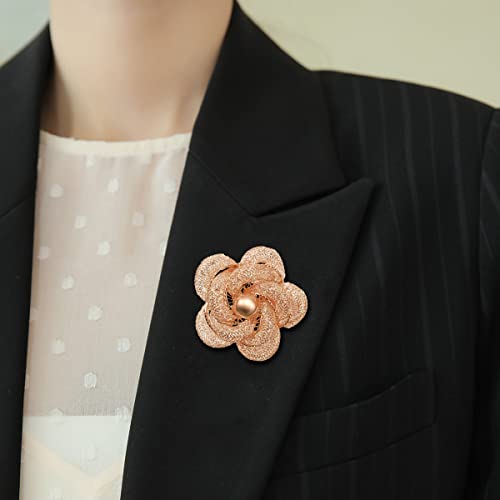 Brooches Fashionable and Refined Hollow-Out Breastpin for Girls Ladies and Women | Clothes Pin | Brooches and Pins for Women | Daisy Pin | Ladies Jewelry | Flower Brooch - color: Gold