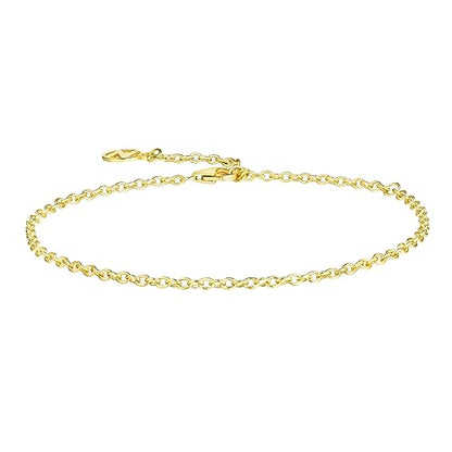 Solid 925 Sterling Silver Bracelets for Women, Dainty Interlocking Circles Cubic Zirconia Adjustable Chain Bracelet, Trendy Stackable Link Bracelets, Simple Cute Jewelry Gifts - color: Gold Cable Chain